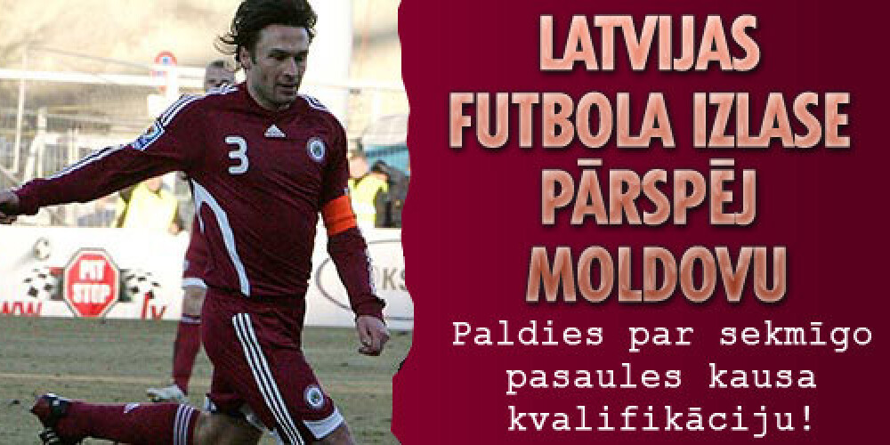 Latvijas futbola izlase pārspēj Moldovu