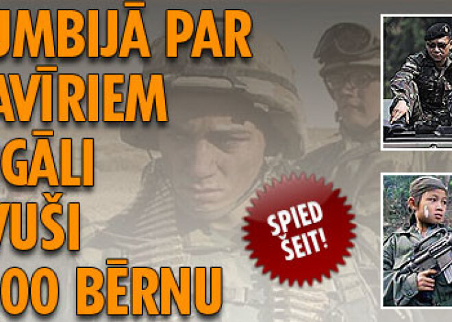 Kolumbijā par karavīriem nelegāli kļuvuši 15 000 bērnu