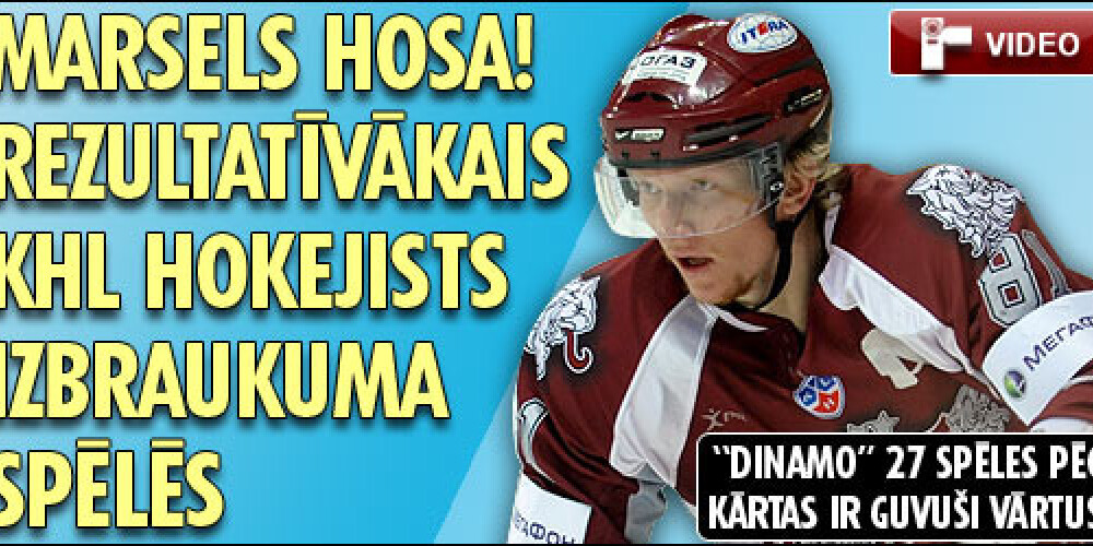 Marsels Hosa – rezultatīvākais KHL hokejists izbraukuma spēlēs