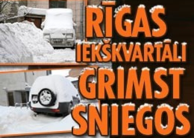 Rīgas iekškvartāli grimst sniegā