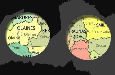 Dīvainā Latvijas karte. Pēc teritoriālās reformas valstī izveidojās divi savrupi anklāvi, kuri nav saistīti ar savas pašvaldības teritoriju – Olainē un Raunā.