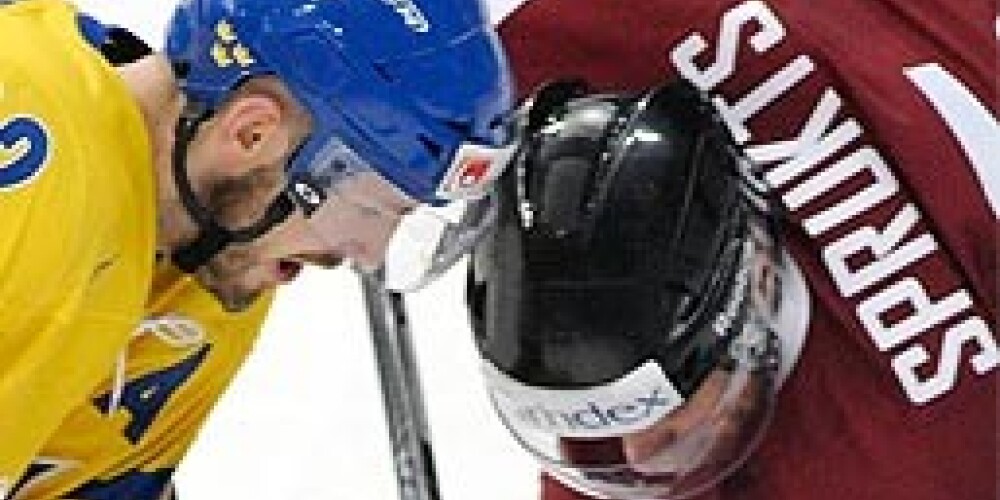 Latvijas hokeja izlasei skaists zaudējums pret Zviedriju