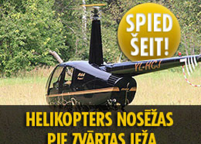 Helikopters nosēžas pie Zvārtas ieža. Vācu tūristi šokā