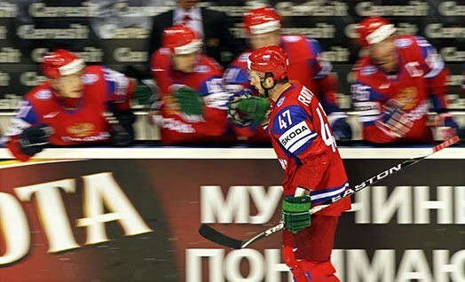 Uzvaras vārtus Krievijas izlases labā guva KHL regulārās sezonas rezultatīvākais hokejists Aleksandrs Radulovs.