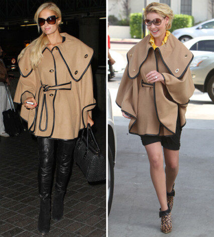 Sabiedrības dāma Parisa Hiltone un seriāla „Grejas anatomija” aktrise Ketrīna Heigla. Modes pētnieki iesaka pončo, jo tas ikvienas sievietes koptēlu padarīs sievišķīgāku un stilīgāku.