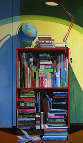 Laura Ozola. „Horizonts bez mākoņiem” (2011., audekls, eļļa, 220 x 125 cm), no izstādes Mūkusalas mākslas salonā.
