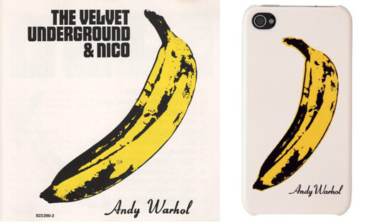 "The Velvet Underground" debijas albuma "The Velvet Underground & Nico" vāks un viedtālruņa "iPhone" vāciņš.