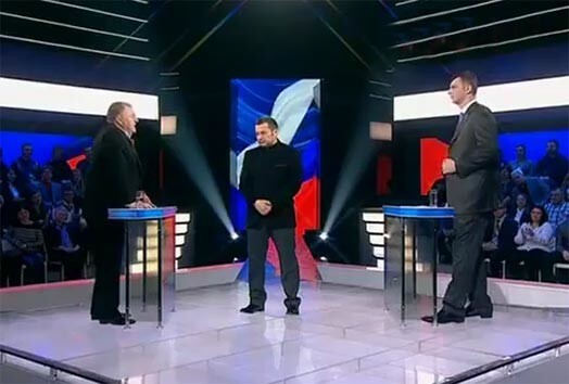 Krievijas politiķis, liberāldemokrātu partijas vadītājs un prezidenta amata kandidāts Vladimirs Žirinovskis piedalās TV debatēs ar oponentu - miljardieri Mihailu Prohorovu.