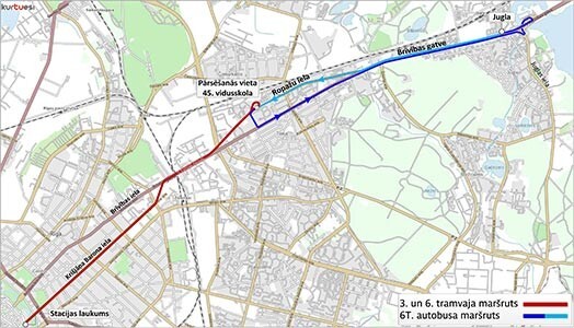 6. tramvaja maršruts no 2012. gada 4. aprīļa līdz 2013. gada vidum.