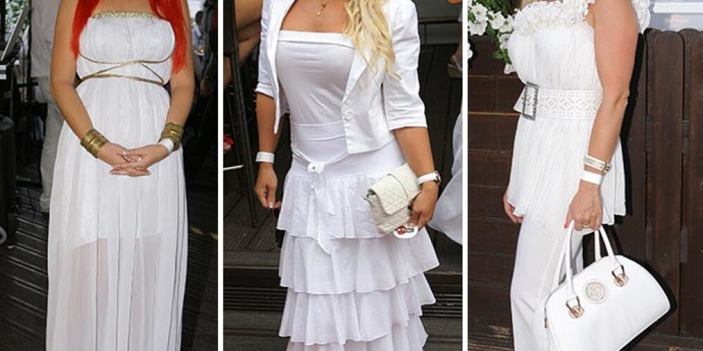 Populāras dāmas ballītē izrāda baltos tērpus. Kurai piestāv labāk?