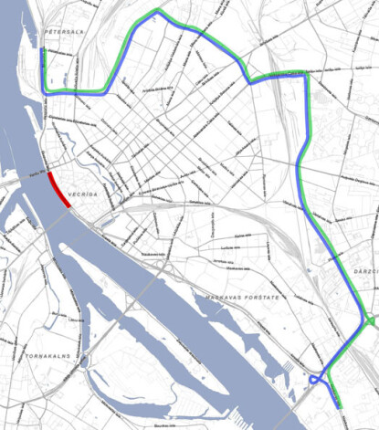 Apbraukšanas maršruta shēma kravas transportlīdzekļiem.