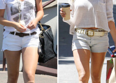 Viņas tērpjas šortiņos un zābaciņos. Holivudas dāmu vasaras stils. FOTO