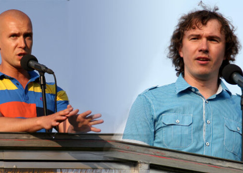 "Es kā deputāts... Tā nebūs mana stiprā puse," atzīst šovmenis Viesturs Dūle (pa labi). Arī mūziķis Gustavo savu nākotni ar politiku nesaistot.