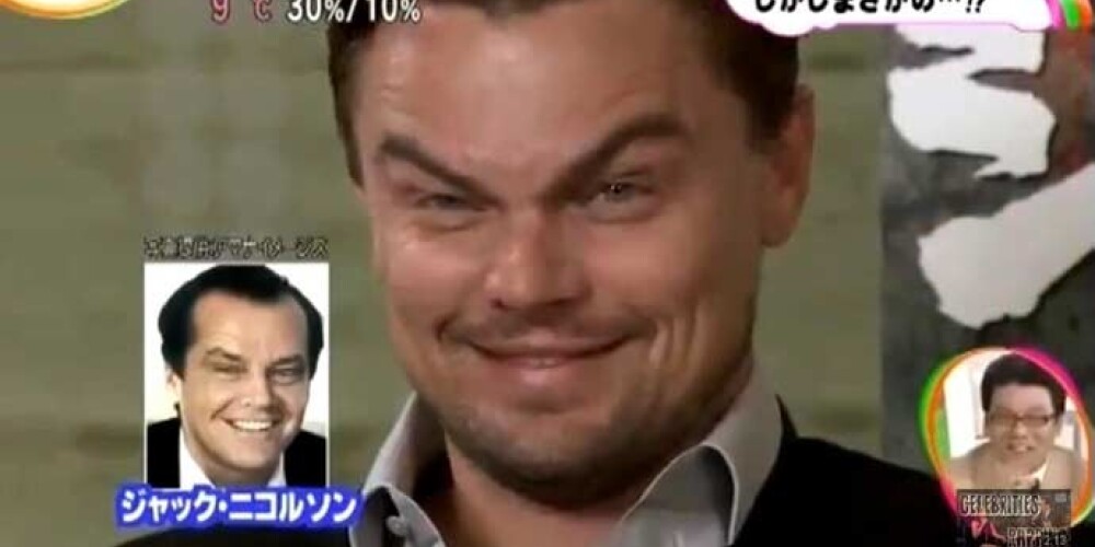 Šādi Leonardo di Kaprio smīdināja publiku, viesojoties sarunu šovā Japānā.