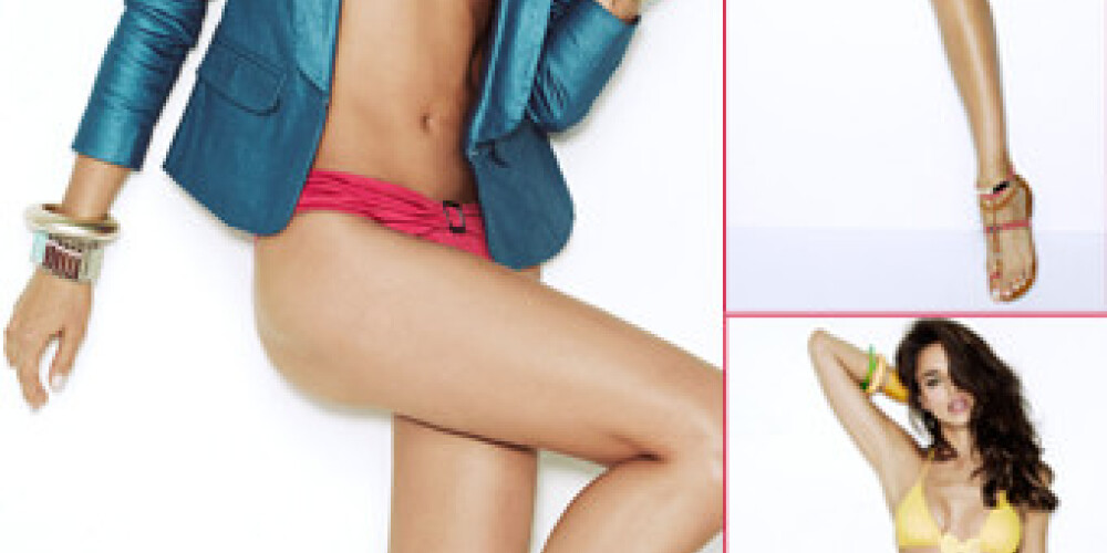 Modele reklamē apavus, tērpusies bikini. FOTO