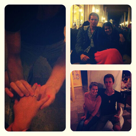 Martas Ritovas sociālajos tīklos ievietotā foto galerija, kurā redzams, kā Valters Osis viņas pirkstā liek gredzenu.