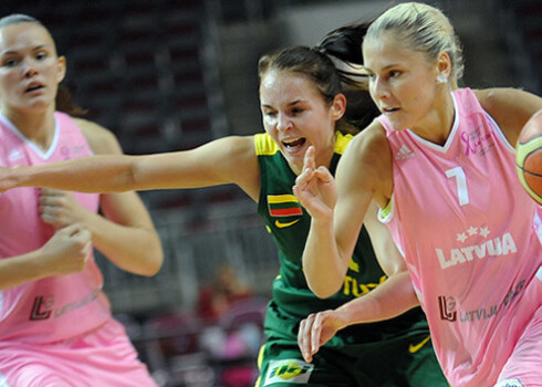 Latvijas sieviešu basketbola izlase pārbaudes spēlē uzvar lietuvietes. FOTO