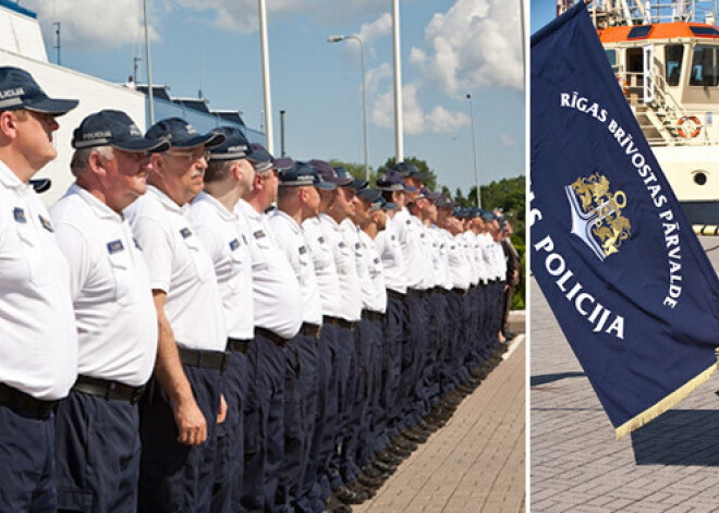 Iesvētīts Ostas  policijas karogs. FOTO