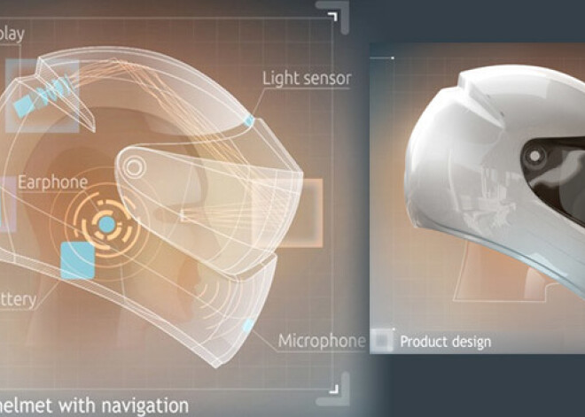 Unikāla motobraucēju ķivere ar virtuālās realitātes navigāciju