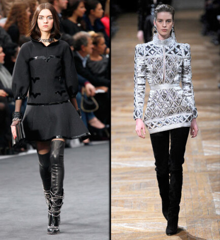 Tērpi no zīmolu Chanel un Balmain 2013.gada rudens modes skatēm.