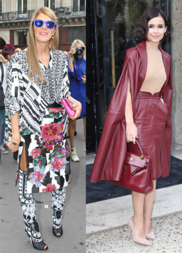 Ielu modes ikonas Miroslava Duma un Anna Dello Russo.