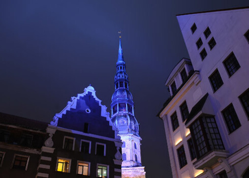 Pēterbaznīca gaismas festivāla "Staro Rīga 2012" laikā.