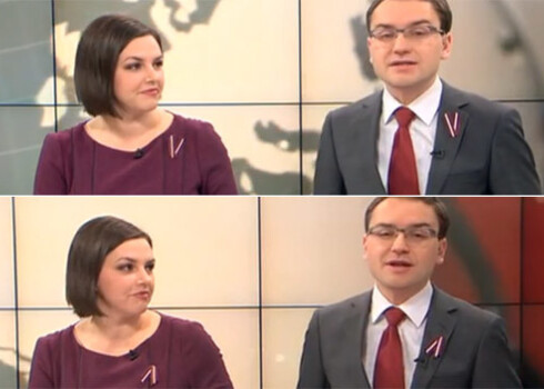 11. novembra rītā televīzijas skatītājus apmulsināja „Rīta Panorāmas” vadītāji, kuri aizkadrā raidījuma laikā pamanījās ar kājām gaisā apgriezt sarkanbaltsarkanās lentītes.