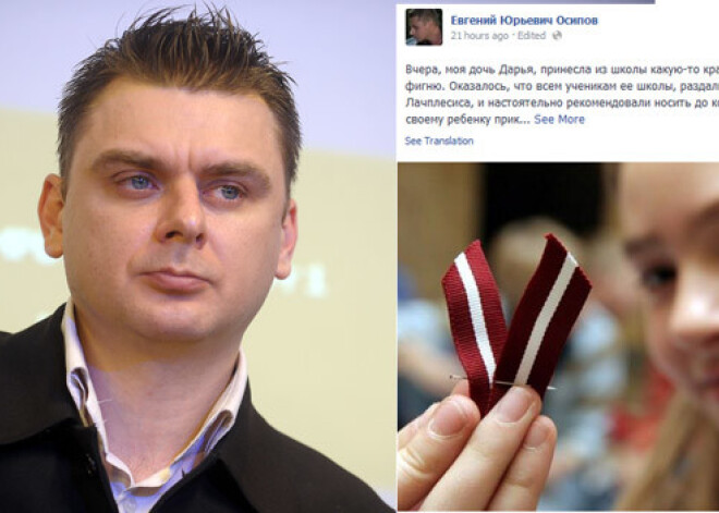 Osipovs nogāna Latvijas karogu un tā krāsu salīdzina ar sapuvušām asinīm
