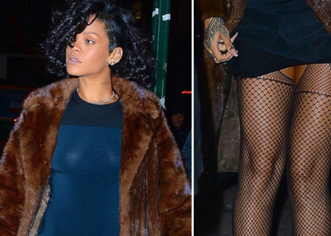 Рианна показала сексуальные чулки и отсутствие бюстгальтера