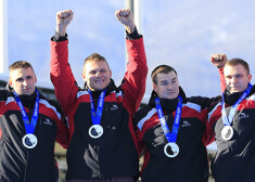 Oskara Melbārža vadītais bobsleja četrinieks no Zubkova atpalika par deviņām simtdaļām.