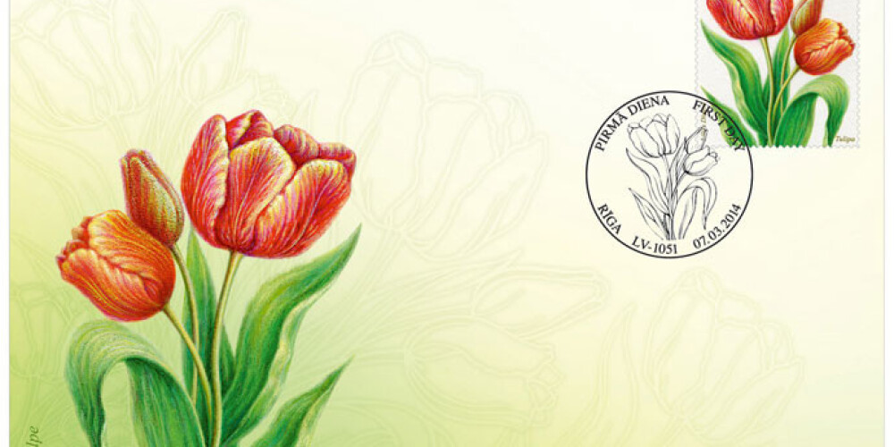 "Latvijas Pasts" izdod jaunu pastmarku, kurā attēlota tulpe. FOTO