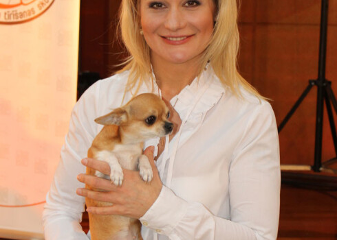 Binnija ar savu mazo, bet gudro un komunikablo čivavas mīluli Klāru.