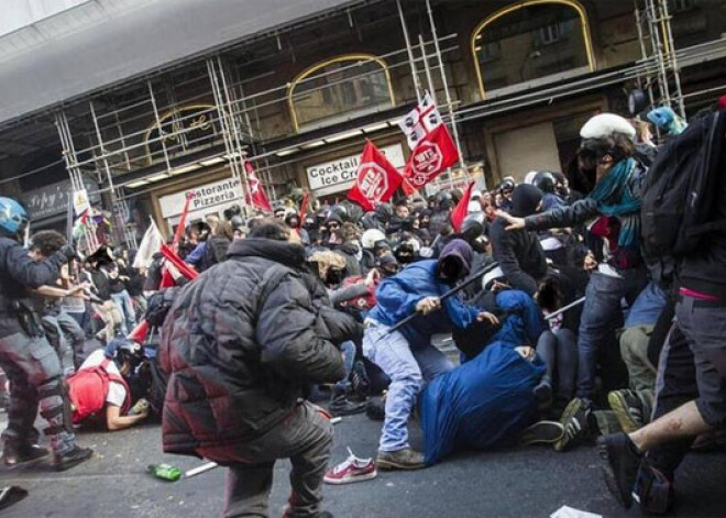 Vērienīgos protestos pret ES un valdību Romā vairāki ievainotie. VIDEO