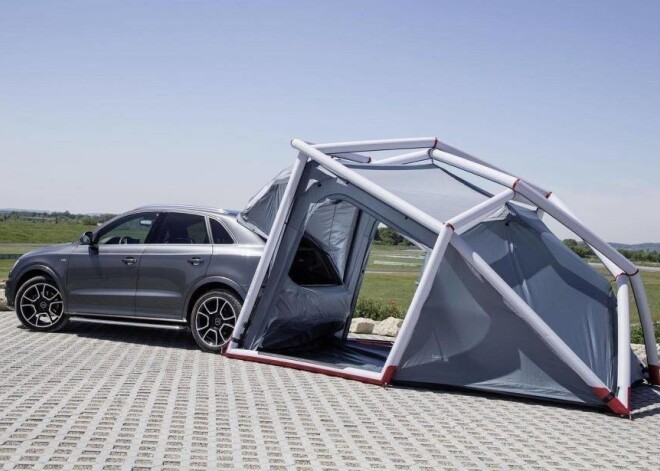 Audi inženieri sola, ka Camping Tent telts spēšot izturēt vēja brāzmas pat līdz 70 km/h.