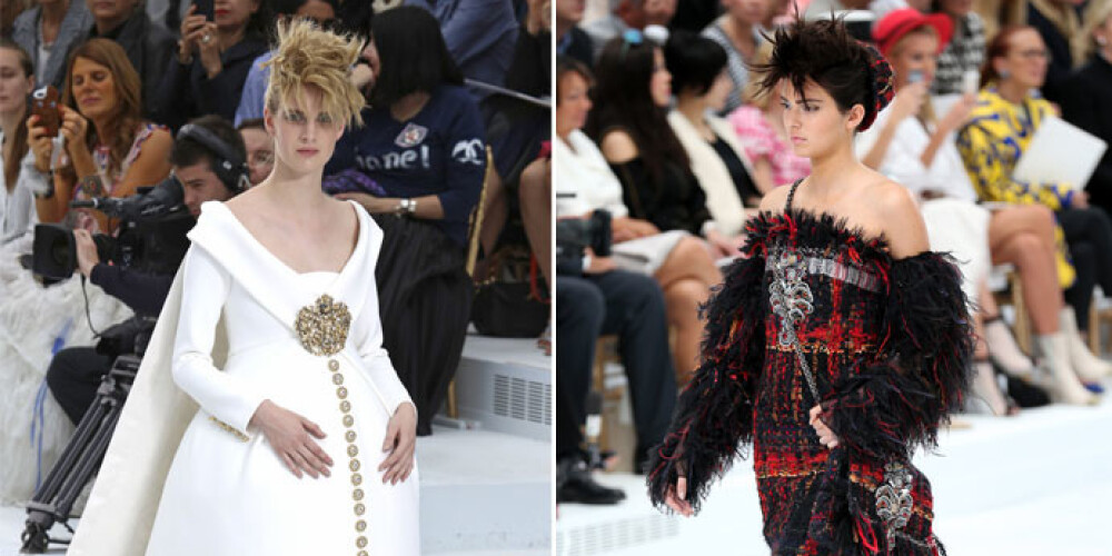 Jaunā modele Kendala Dženere modes nama Chanel 2015.gada pavasara augstās modes kolekcijas skatē.