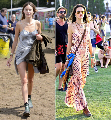 Britu modele Aleksa Čanga atpūšas Glastonberijas festivālā, bet Alesandra Ambrosio – Coachella.