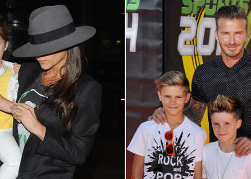 Виктория и Дэвид Бэкхем в один и тот же день появились на публике с детьми