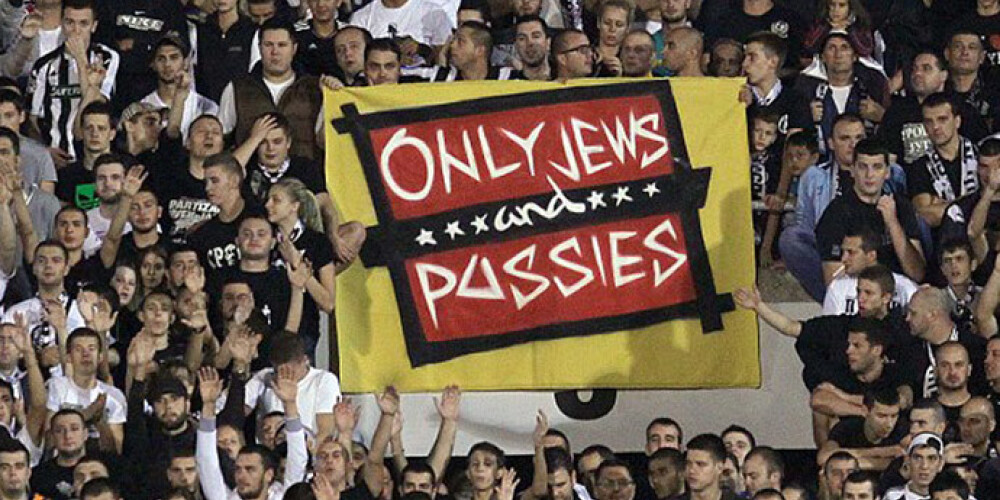 UEFA soda "Partizan" futbola klubu par rasisma izpaušanu plakātā. VIDEO