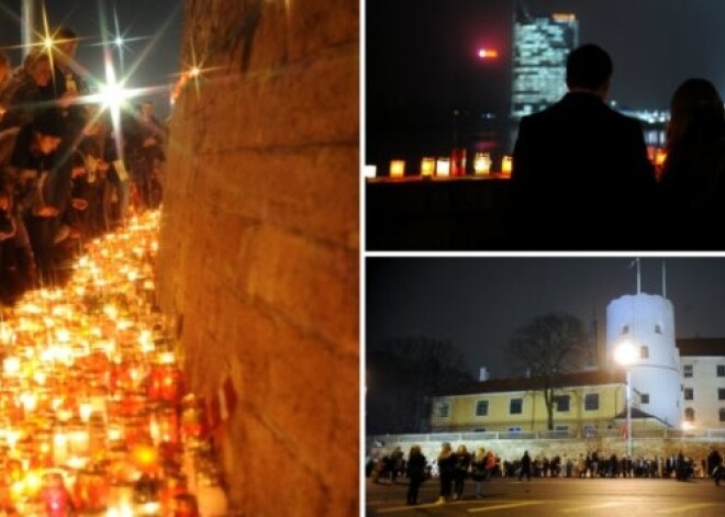 Tauta 11. novembra krastmalā dedz svecītes, godinot mūsu karavīrus. FOTO, VIDEO