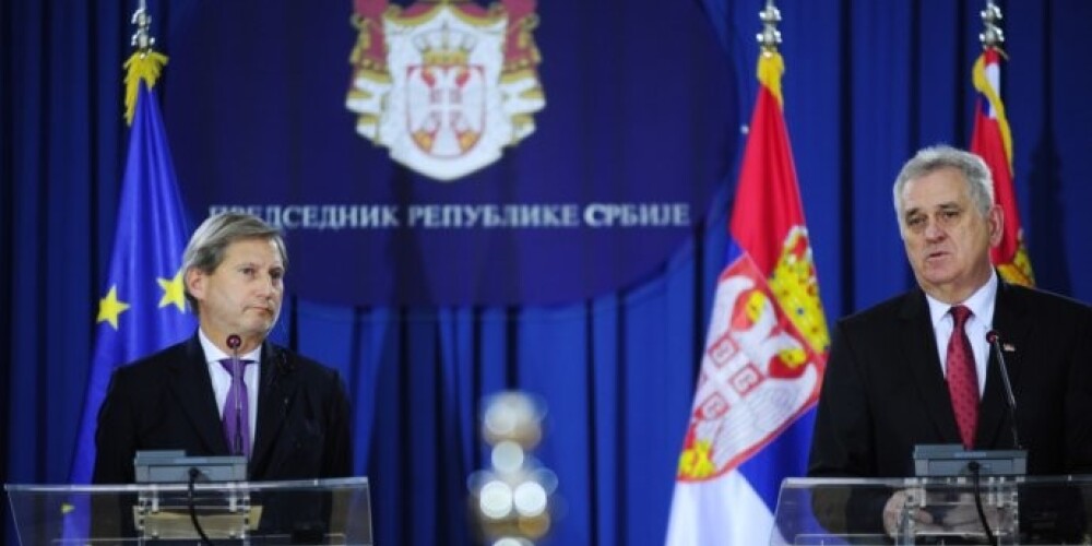 Президент Сербии Томислав Николич и комиссар ЕС Йоханнес Хан