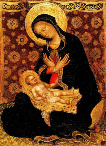 Džentile da Fabriāno (Gentile da Fabriano). „Pazemības Dievmāte” („La Madonna dell’Umiltà”) (1420 – 1423, tempera, koks).