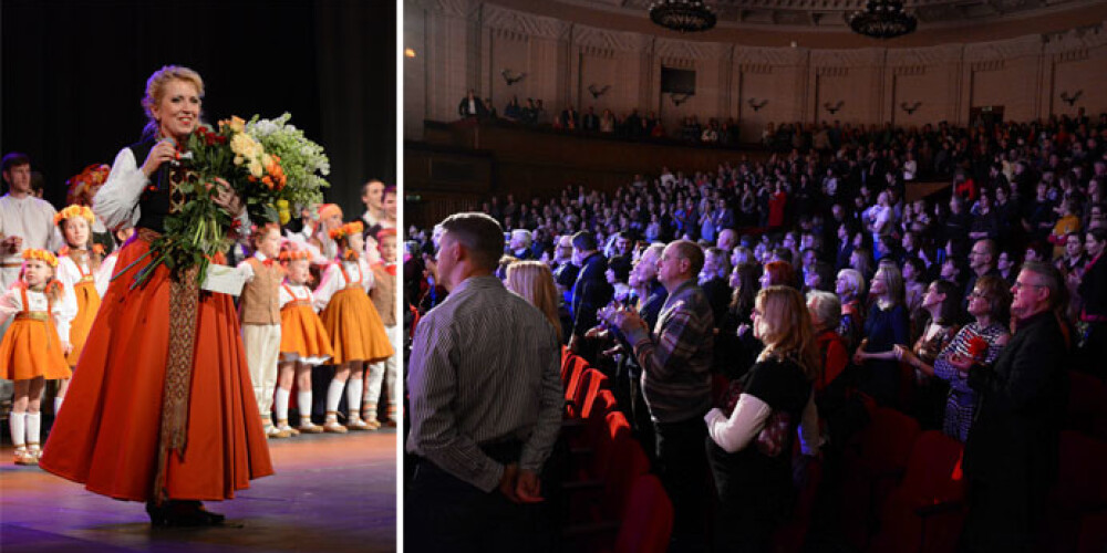 Olgas Rajeckas koncerta laikā publika vairākkārt godināja mākslinieci, ceļoties kājās. Daudzi gan dziedāja līdzi, gan dejoja.