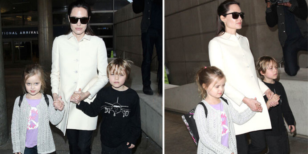Анджелина Джоли путешествует с 6-летними близнецами
