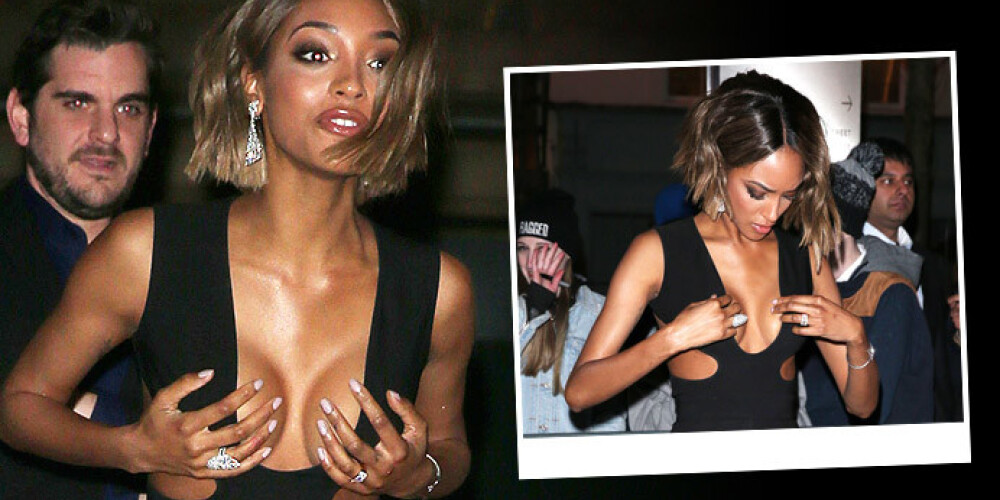 Супермодель Джоурдан Данн периодически проверяла, не выпал ли ее бюст из декольте платья Tom Ford