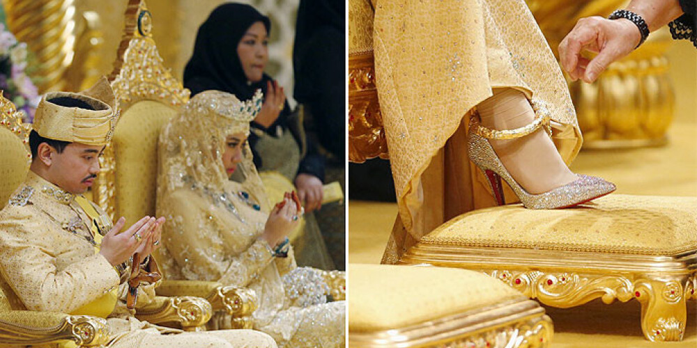 Līgava kristāla kurpītēs. Sievu apņēmis Brunejas sultāna dēls. FOTO