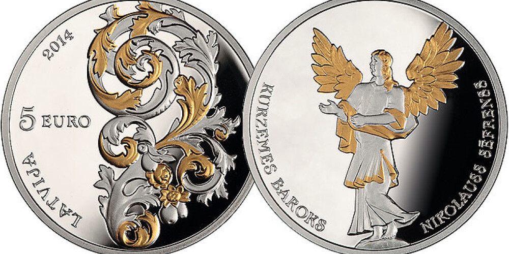 Par Latvijas gada monētu 2014 atzīta Kurzemes barokam veltītā monēta