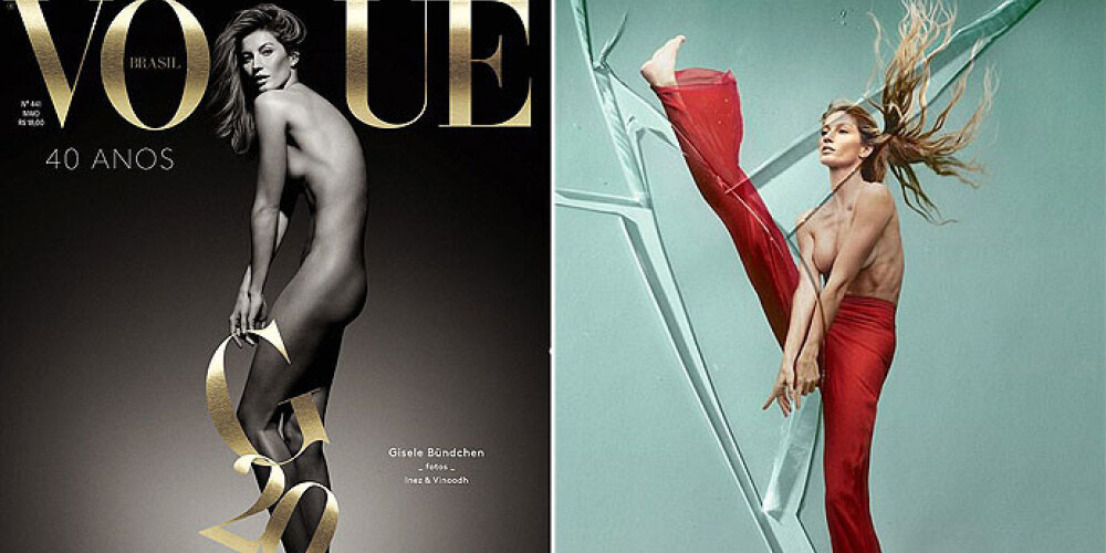 20 gadus, kas veltīti modeles darbam, Žizele Bundhena atzīmē ar pikantu fotosesiju modes žurnālam „Vogue Brasil”.