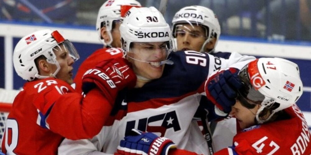 ASV hokejisti ne bez grūtībām pārspēj Norvēģiju