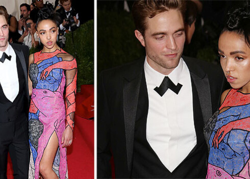 Roberta Patinsona līgava FKA twigs uz „Met Gala” kostīmu balli Metropolitēna muzejā ierādās ļoti savādā tērpā. Uz Kristofera Keina dizainētās kleitas atainoti kaili augumi un pat vīriešu ģenitālijas.