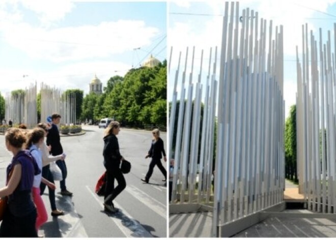 Ieskandinot šīs vasaras kultūras svētkus, atklāj objektu "Skaņu stabules Latvija skan". FOTO